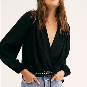 Free People Black Wrap Shirt